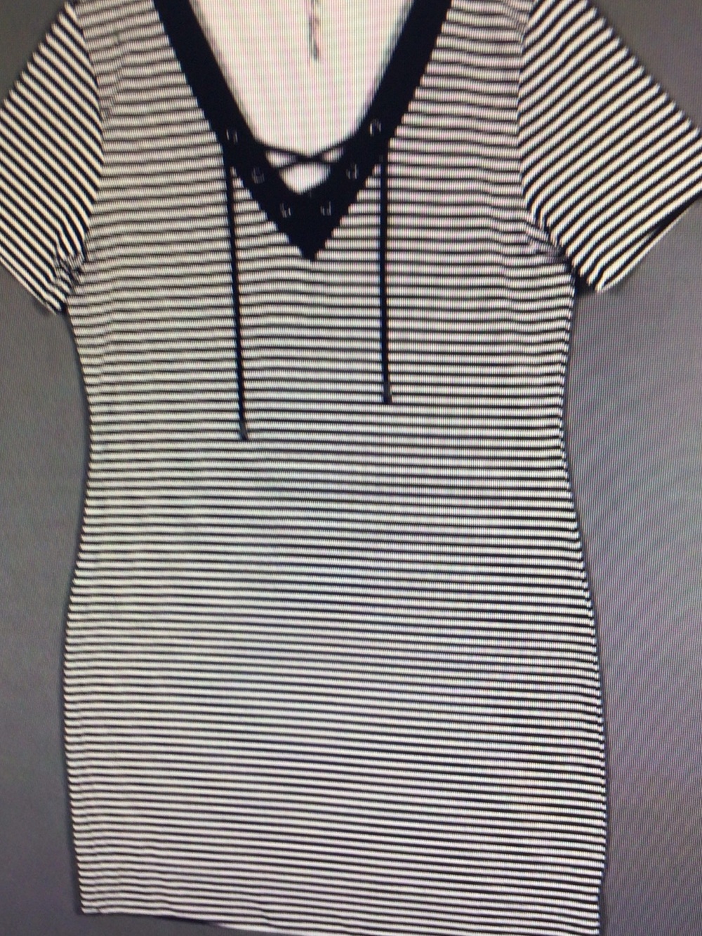 Lulu-B Black & White Striped Lace-Up V-Neck Crop Top